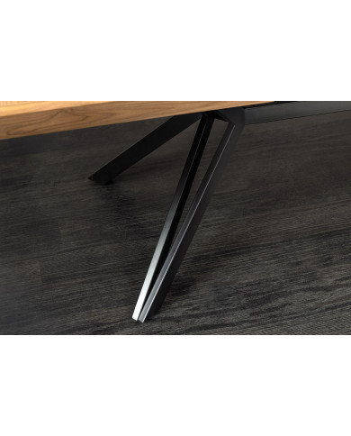 Table 12-14 couverts extensible TINA – Noyer & métal noir  Jusqu’à 320 cm de longueur –     Réunissez-vous en grand format !