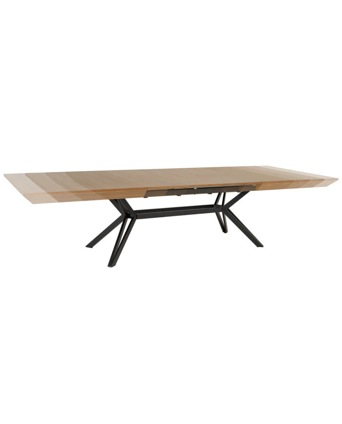 Table 12-14 couverts extensible TINA – Noyer & métal noir  Jusqu’à 320 cm de longueur –     Réunissez-vous en grand format !
