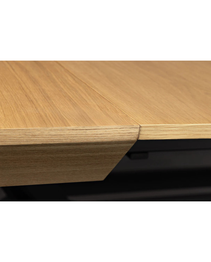 Table 12-14 couverts extensible TINA – aspect chêne naturel & métal noir  Jusqu’à 320 cm de longueur –