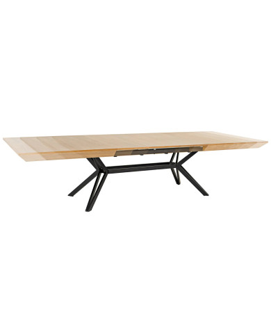 Table 12-14 couverts extensible TINA – aspect chêne naturel & métal noir  Jusqu’à 320 cm de longueur –
