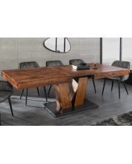 Table à manger extensible NANCHO 160-200 cm en pin naturel noir