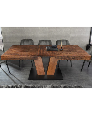 Table à manger extensible NANCHO 160-200 cm en pin naturel noir