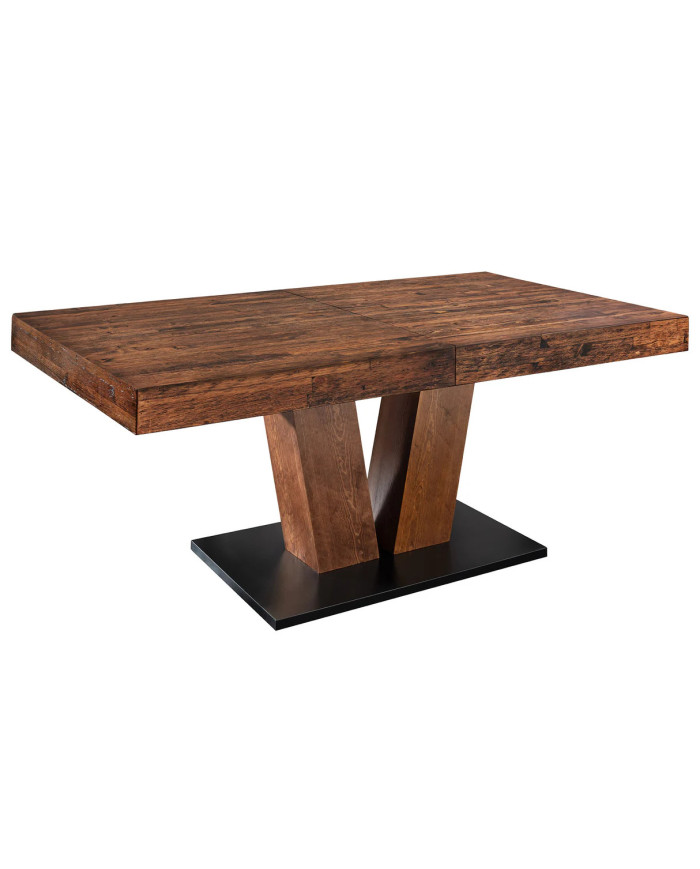 Table à manger extensible NANCHO 160-200 cm en pin naturel noir