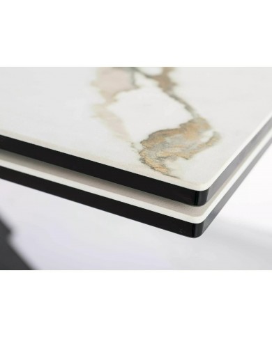 Table extensible plateau céramique espagnole Ambre bianco et structure métal COLOMBO