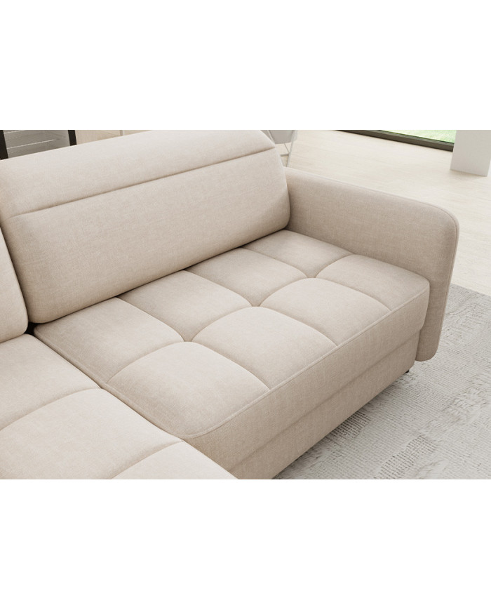 Canapé d'angle convertible coffre avec têtières réglables 208 cm Modena