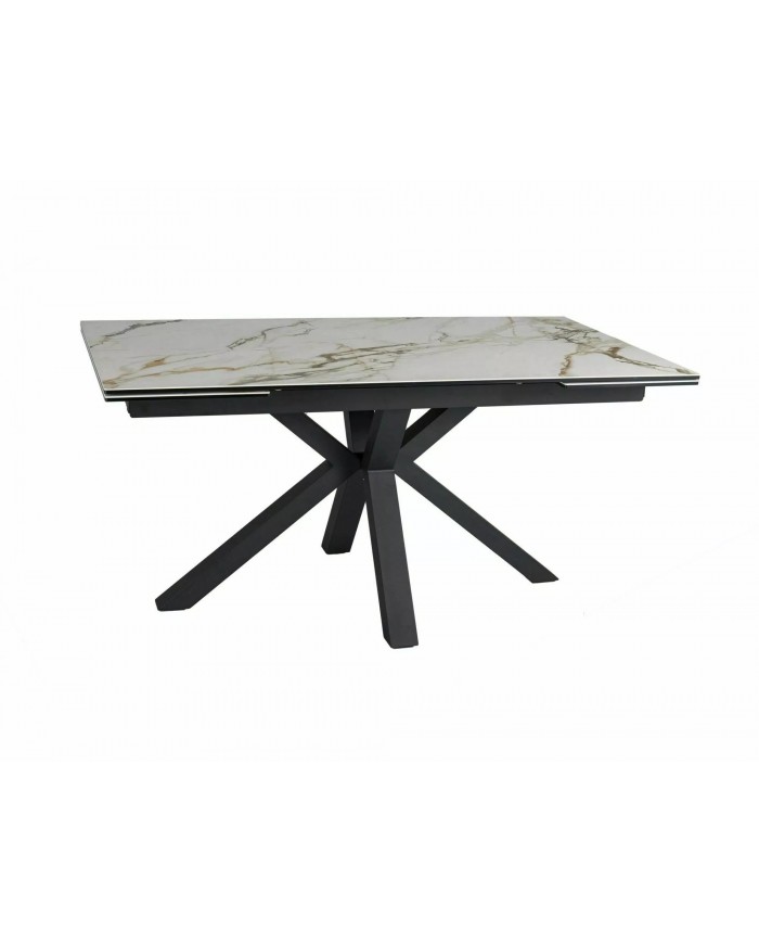 Table extensible plateau céramique espagnole Ambre bianco et structure métal COLOMBO