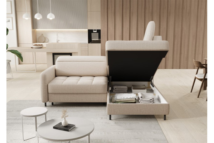 Canapé d'angle convertible coffre avec têtières réglables 208 cm Modena