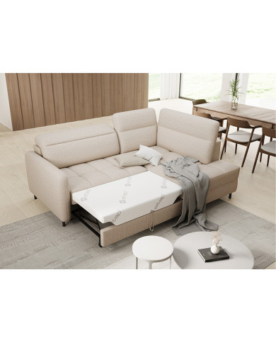 Canapé d'angle convertible coffre avec têtières réglables 208 cm Modena
