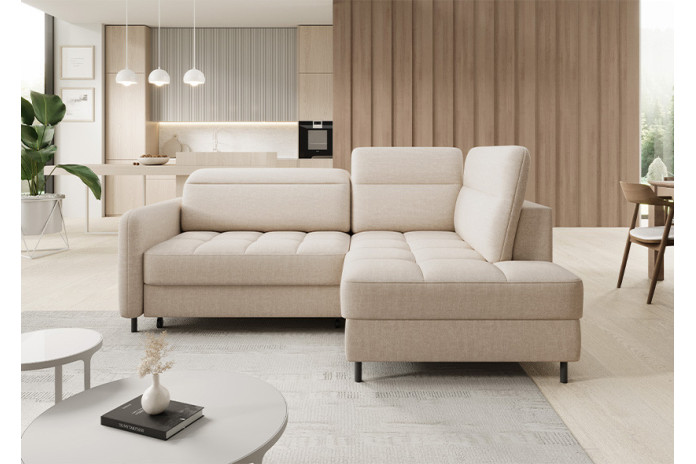 Canapé d'angle convertible coffre avec têtières réglables 208 cm Modena
