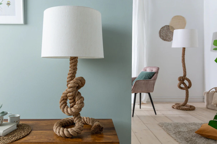 Lampe style nautique avec corde nouée 80 cm Ropera