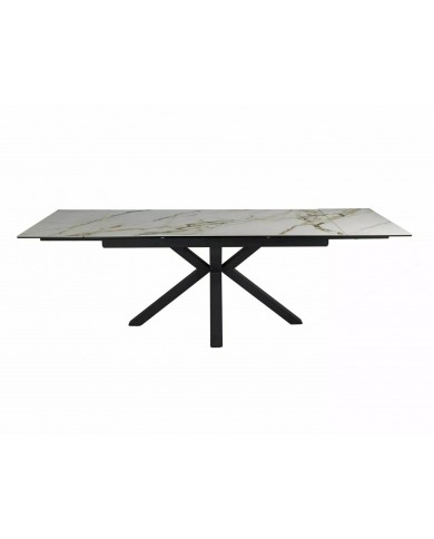 Table extensible plateau céramique espagnole Ambre bianco et structure métal COLOMBO