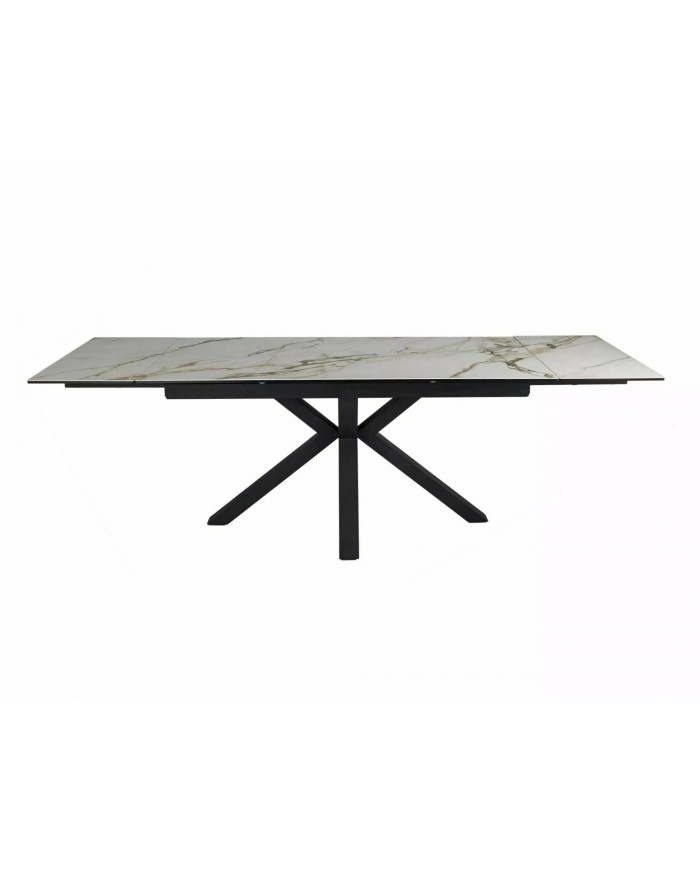 Table extensible plateau céramique espagnole Ambre bianco et structure métal COLOMBO