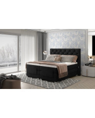 Lit Boxspring velours noir Solar 99 - RÉGLAGES MOTORISÉS HAUTE PRÉCISION AEROLUX™ – ZÉRO EFFORT, 100% BIEN-ÊTRE