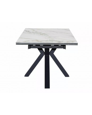 Table extensible plateau céramique espagnole Ambre bianco et structure métal COLOMBO