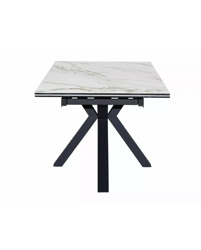 Table extensible plateau céramique espagnole Ambre bianco et structure métal COLOMBO