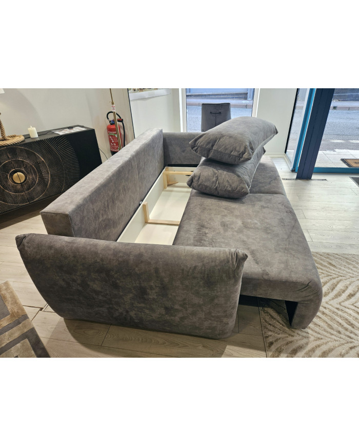 Canapé convertible coffre ALLORA 240 cm Velours TILIA 90 - Grand confort & design moderne