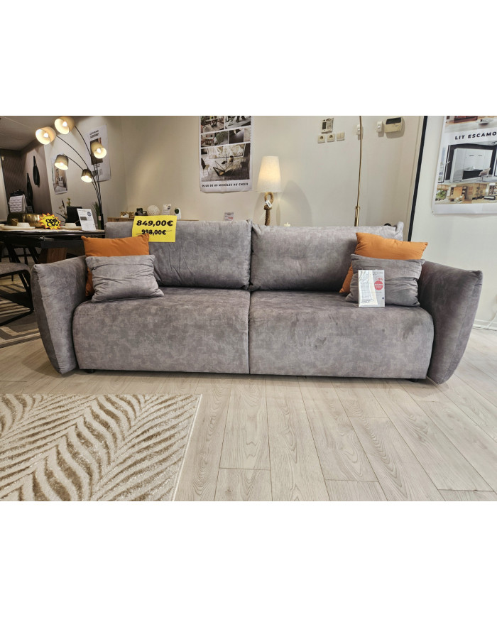 Canapé convertible coffre ALLORA 240 cm Velours TILIA 90 - Grand confort & design moderne