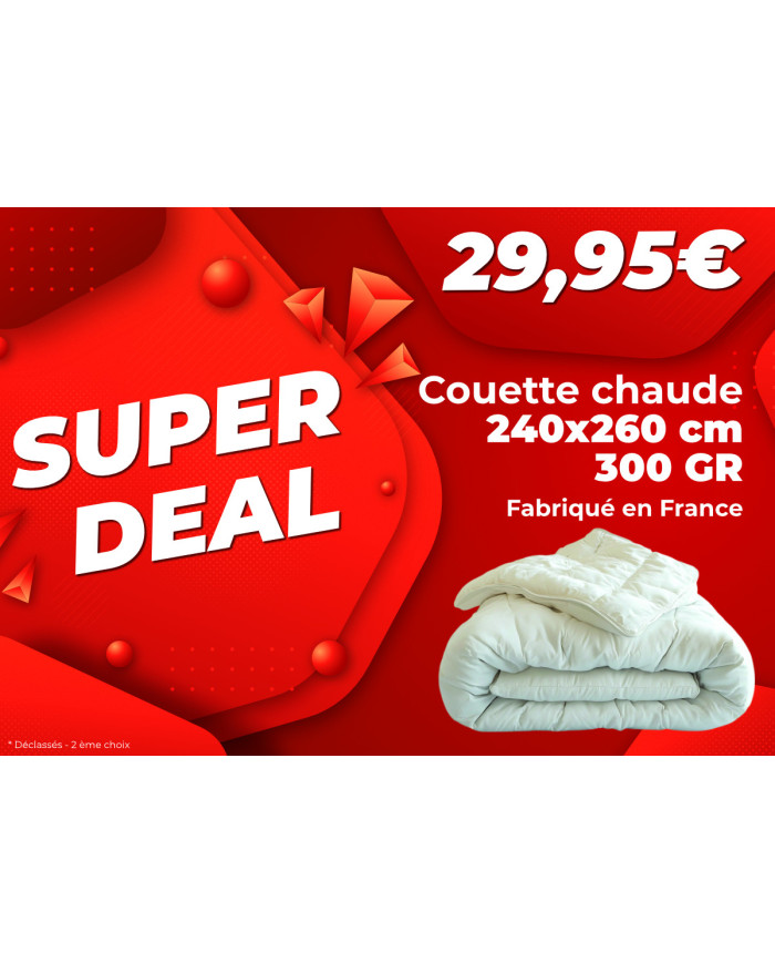 Couette chaude garnissage fibre creuses siliconées 300 gr enveloppe microfibre 82g/m2 Lumina