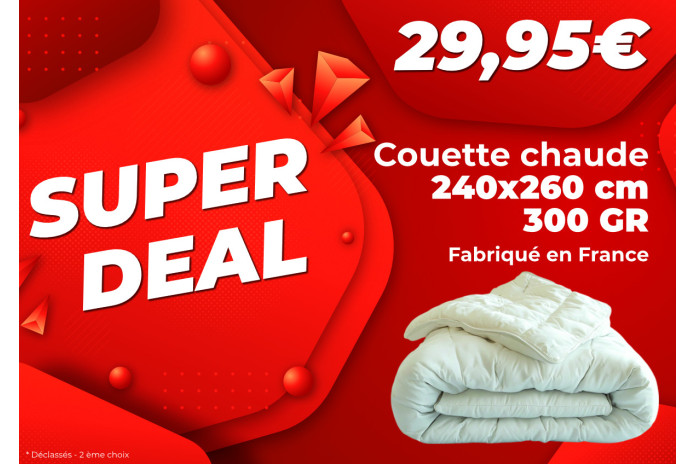 Couette chaude garnissage fibre creuses siliconées 300 gr enveloppe microfibre 82g/m2 Lumina