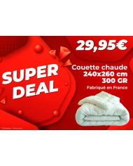 Couette chaude garnissage fibre creuses siliconées 300 gr enveloppe microfibre 82g/m2 Lumina