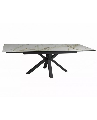 Table extensible plateau céramique espagnole Ambre bianco et structure métal COLOMBO
