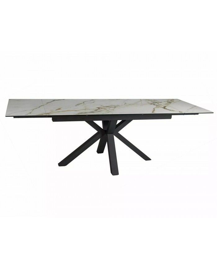 Table extensible plateau céramique espagnole Ambre bianco et structure métal COLOMBO