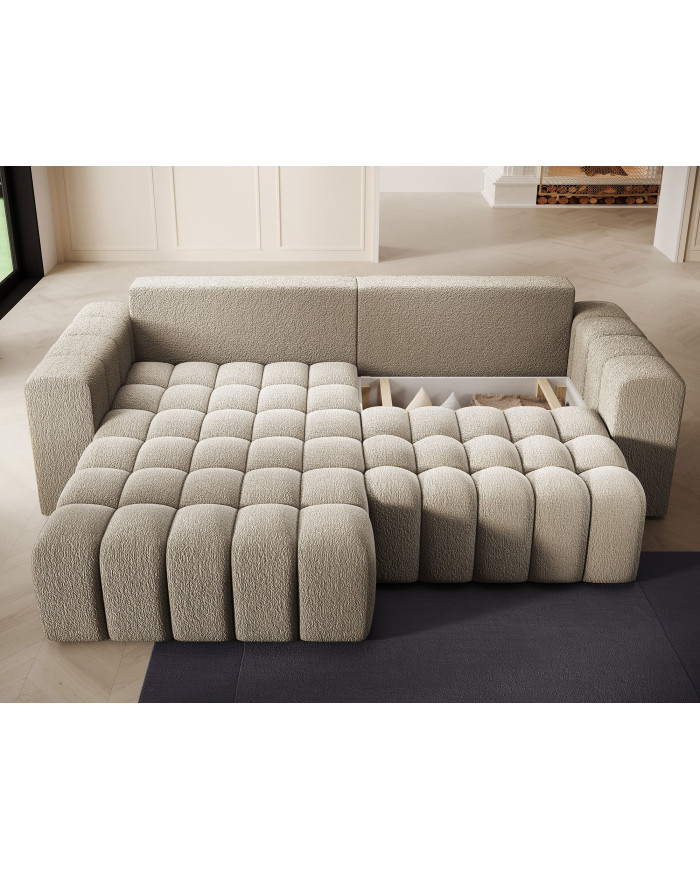 Canapé d'angle convertible coffre 250x156x92 cm Bonetto :Élégance, confort et praticité réunis dans un design contemporain.