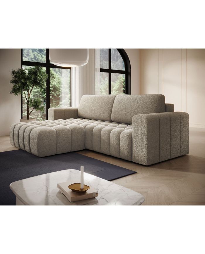 Canapé d'angle convertible coffre 250x156x92 cm Bonetto :Élégance, confort et praticité réunis dans un design contemporain.