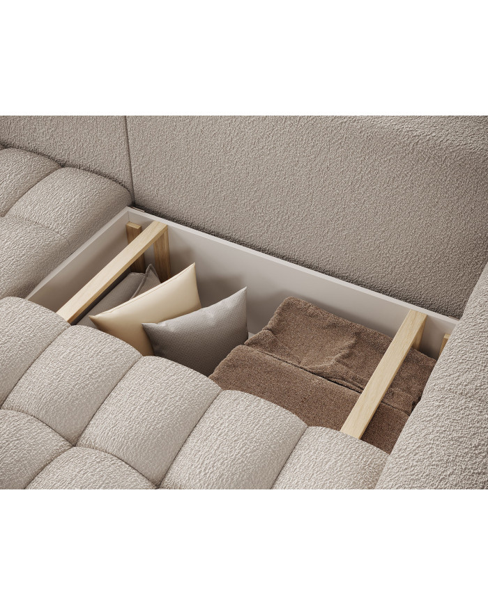 Canapé d'angle convertible coffre 250x156x92 cm Bonetto :Élégance, confort et praticité réunis dans un design contemporain.