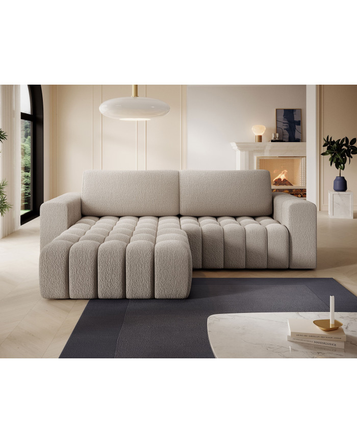Canapé d'angle convertible coffre 250x156x92 cm Bonetto :Élégance, confort et praticité réunis dans un design contemporain.