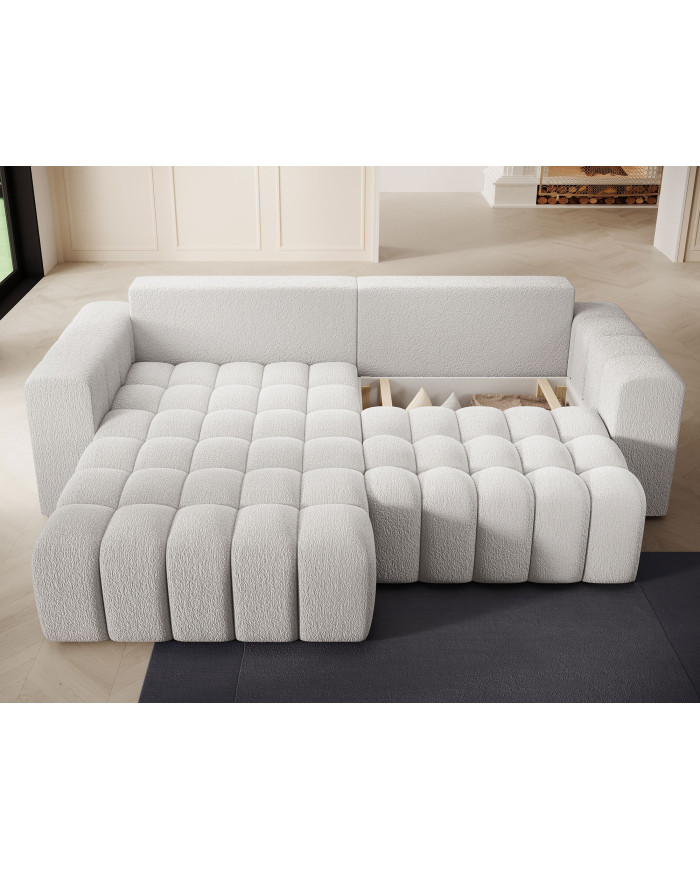 Canapé d'angle convertible coffre 250x156x92 cm Bonetto :Élégance, confort et praticité réunis dans un design contemporain.