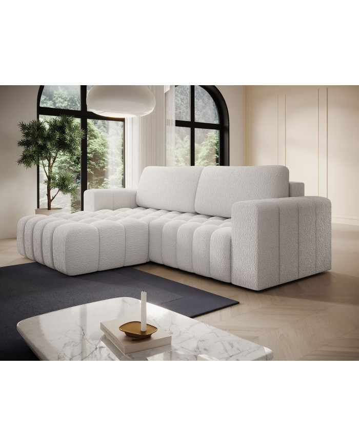 Canapé d'angle convertible coffre 250x156x92 cm Bonetto :Élégance, confort et praticité réunis dans un design contemporain.