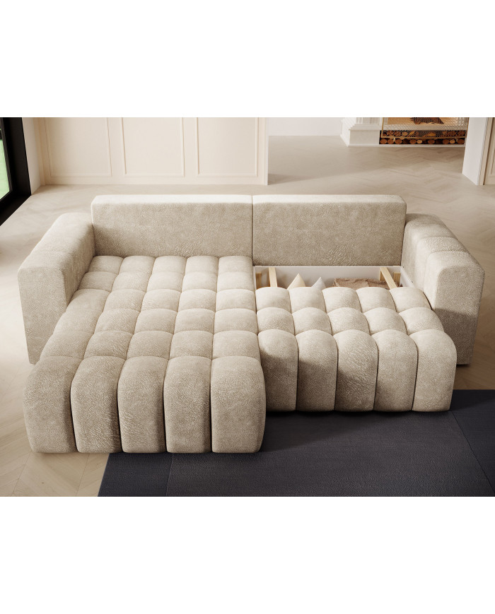 Canapé d'angle convertible coffre 250x156x92 cm Bonetto :Élégance, confort et praticité réunis dans un design contemporain.
