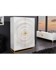 Bar buffet bois de manguier design avec tiroirs, porte verre et porte bouteille 140 cm blanc AMMONIS