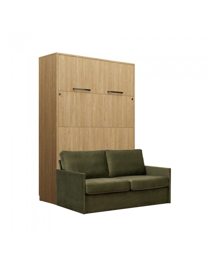 Armoire lit escamotable vertical canapé Intégré 160x200 cm chêne huilé intégral DELUXE