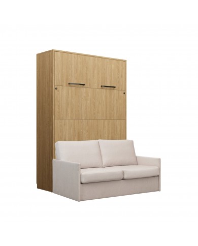 Armoire lit escamotable vertical canapé Intégré 160x200 cm chêne huilé intégral DELUXE