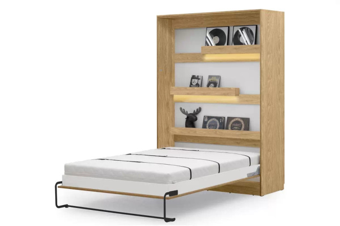 Lit escamotable vertical 160×200 cm chêne huilé DELUXE | Mobili & Co