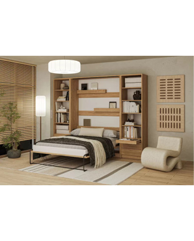 Lit escamotable vertical 160×200 cm chêne huilé DELUXE | Mobili & Co