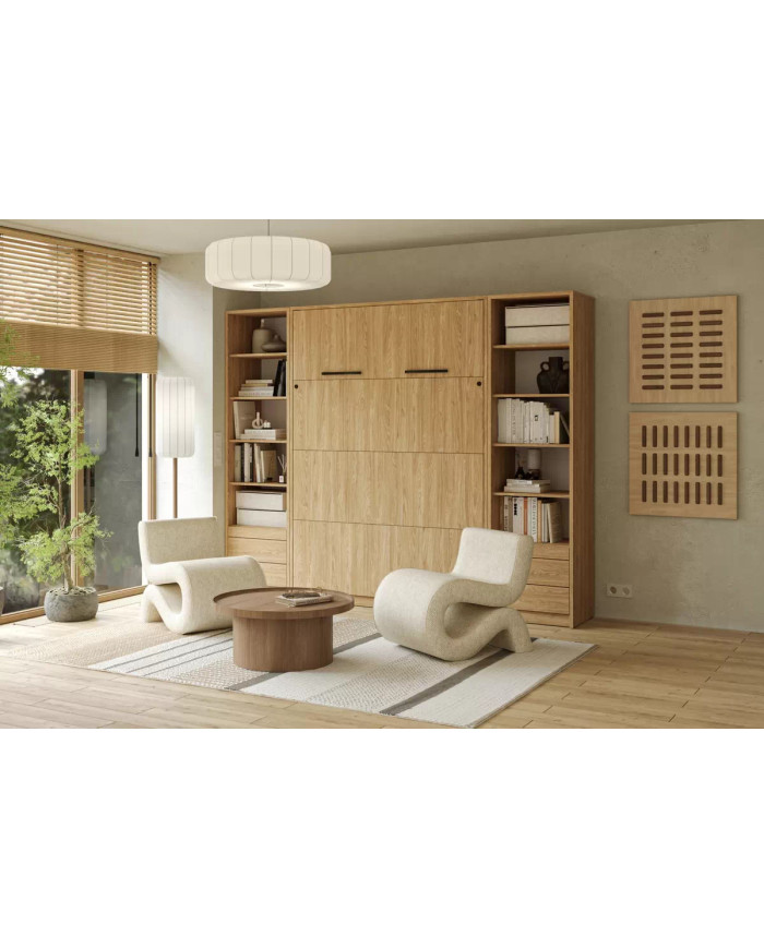 Lit escamotable vertical 160×200 cm chêne huilé DELUXE | Mobili & Co