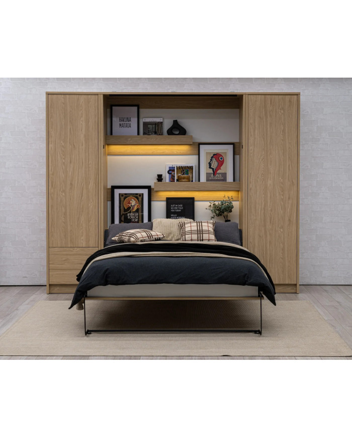 Lit escamotable vertical 160×200 cm chêne huilé DELUXE | Mobili & Co