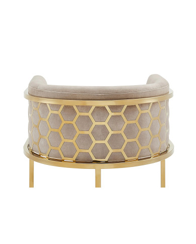 Tabouret de bar ELITE en velours beige avec structure en acier inoxydable doré