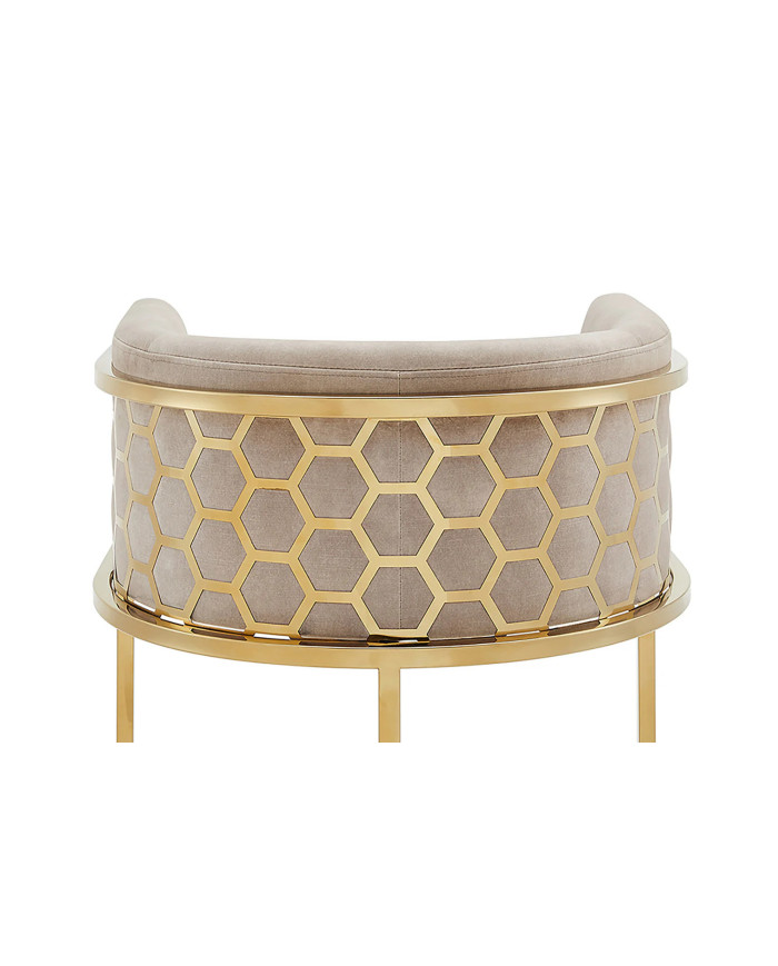 Tabouret de bar ELITE en velours beige avec structure en acier inoxydable doré