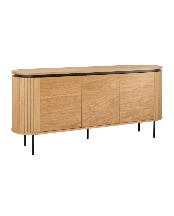 Buffet ATHOS 160 cm — Chêne Naturel & Pieds Noirs métal  Le meuble qui impose l’ordre. Le style en plus.