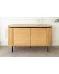 Buffet ATHOS 120 cm — Chêne Naturel & Pieds Noirs Métal  Compact, puissant, design : Ultra PROMO.