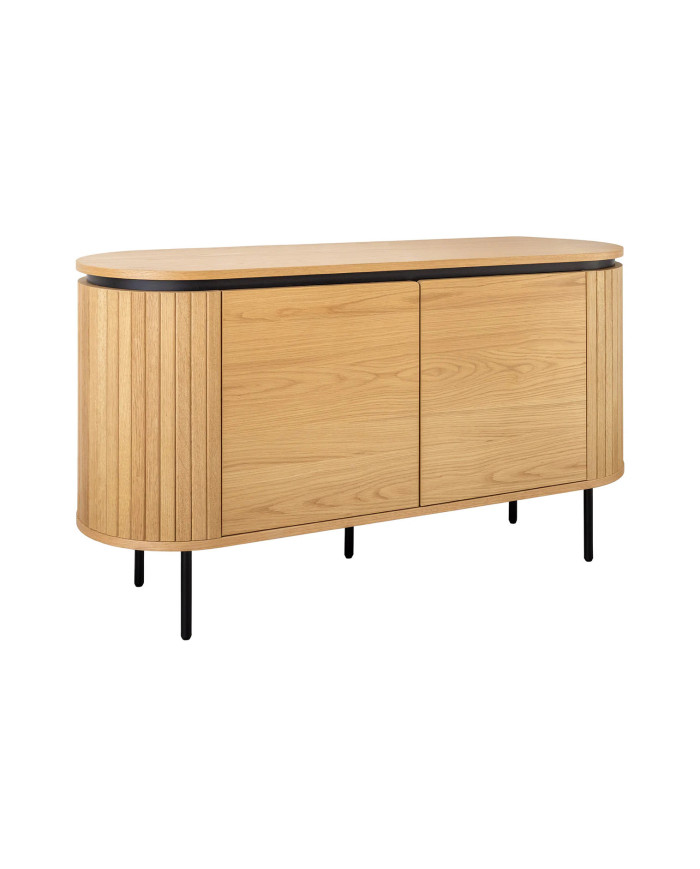 Buffet ATHOS 120 cm — Chêne Naturel & Pieds Noirs Métal  Compact, puissant, design : Ultra PROMO.