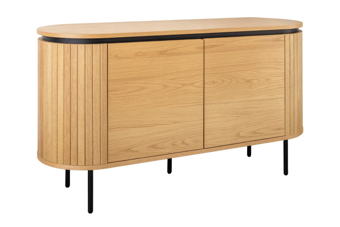 Buffet ATHOS 120 cm — Chêne Naturel & Pieds Noirs Métal  Compact, puissant, design : Ultra PROMO.