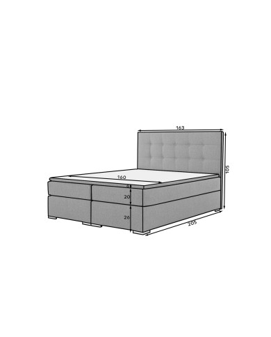 Lit BOXSPRING 160x200 cm AGNES gris anthracite — CONFORT PREMIUM & DESIGN RAFFINÉ