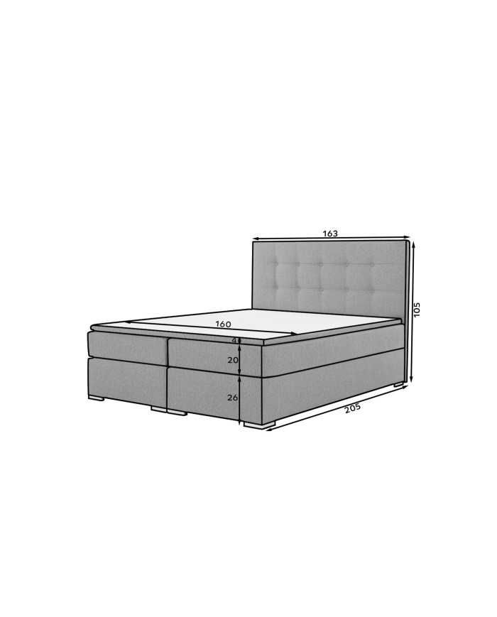 Lit BOXSPRING 160x200 cm AGNES gris anthracite — CONFORT PREMIUM & DESIGN RAFFINÉ