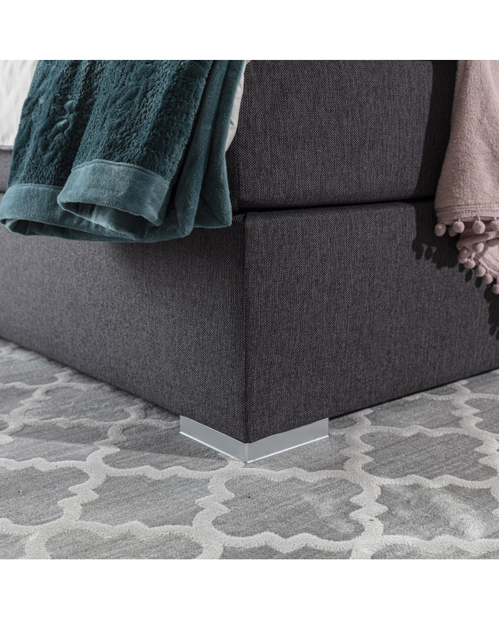 Lit BOXSPRING 160x200 cm AGNES gris anthracite — CONFORT PREMIUM & DESIGN RAFFINÉ