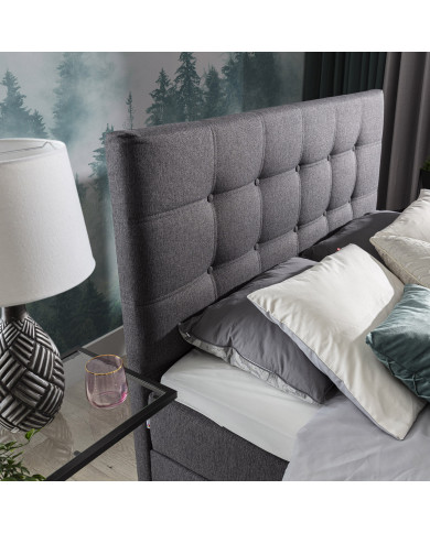 Lit BOXSPRING 160x200 cm AGNES gris anthracite — CONFORT PREMIUM & DESIGN RAFFINÉ